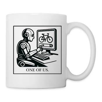 Robotik-Design Fahrrad am Monitor - Tasse - Weiß - Rechts