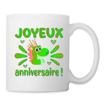 Anniversaire Dinosaures - Mug blanc - blanc - Droite