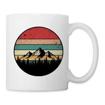 rétro avec montagnes et arbres - Cadeau pour amour - Mug blanc - blanc - Droite