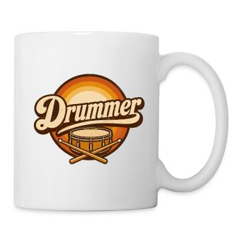 Drummer Retro-Logo mit Trommel - Tasse - Weiß - Rechts