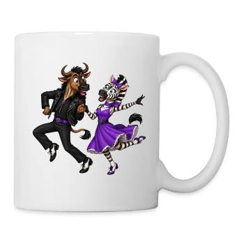 Gnu und Zebra im rockigen Tanzmoment - Tasse - Weiß - Rechts