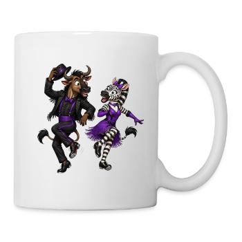 Gnu und Zebra im glamourösen Stepptanz - Tasse - Weiß - Rechts