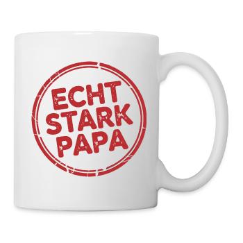 Vatertag Väter Papa Geschenk Echt Stark Papa - Tasse - Weiß - Rechts