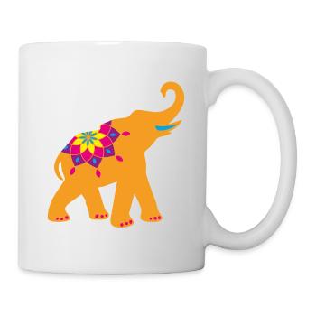 Yoga Elefant Indien bunt Tierliebe Namaste Deko - Tasse - Weiß - Rechts
