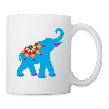 Éléphant bleu yoga Namasté décoration de force éventail indien - Mug blanc - blanc - Droite