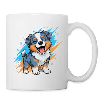 Cheerful puppy friend in a splash of color - Mug - white - Right