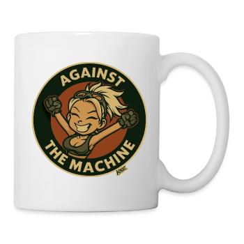 Gegen die Maschine Cartoon-Held - Tasse - Weiß - Rechts