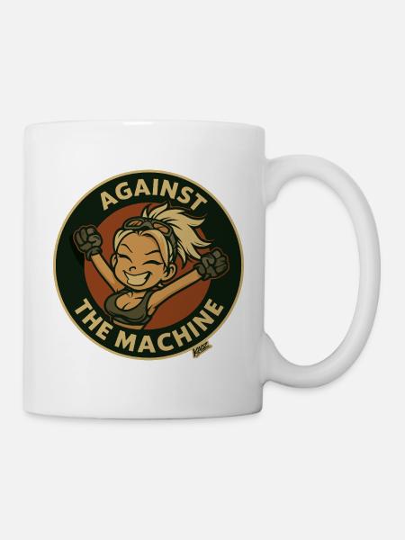 Gegen die Maschine Cartoon-Held - Tasse - Weiß