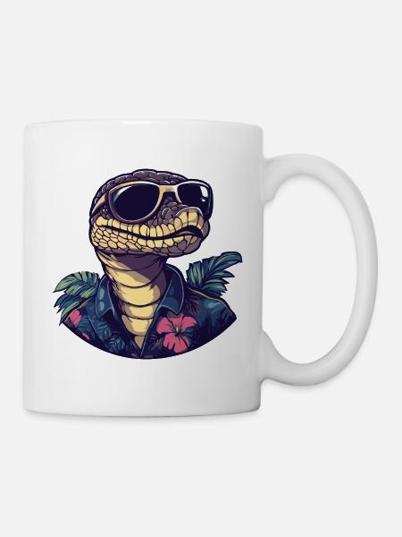Schlange Kobra Comic Urlaub - Tasse - Weiß