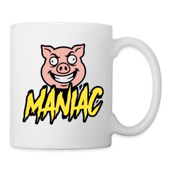 Maniac Crazy Pig Design de mascotte drôle - Mug blanc - blanc - Droite