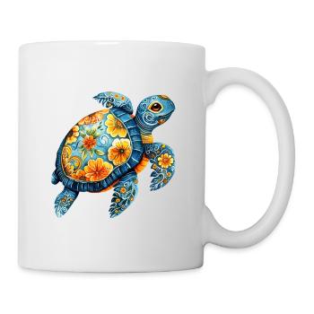 Florale Schildkröte  - Tasse - Weiß - Rechts
