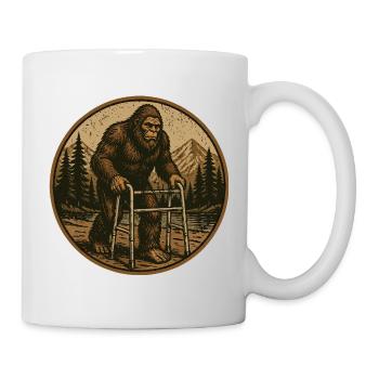 Bigfoot Vieux Déambulateur Humour Rétro - Mug blanc - blanc - Droite