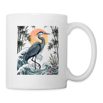 Great Blue Heron Great Wave Coastal Wildlife Art - Mug - white - Right