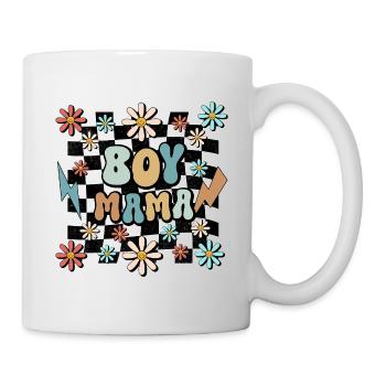 Boy Mama Blumen Muster Mutter Schwangerschaft - Tasse - Weiß - Rechts