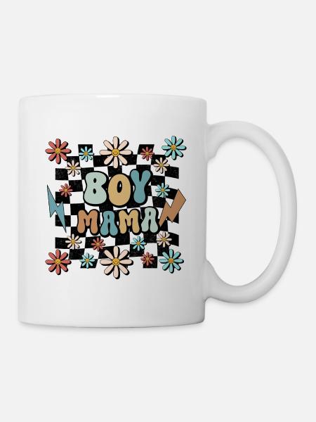 Boy Mama Blumen Muster Mutter Schwangerschaft - Tasse - Weiß