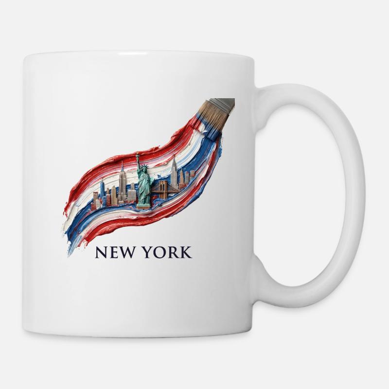 Silhouette de la rivière Color de New York - Mug blanc - blanc