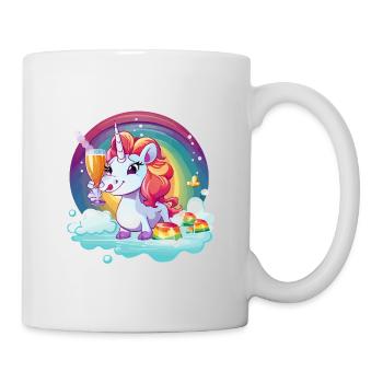 Regenbogen‑Unicorn Feierglanz - Tasse - Weiß - Rechts
