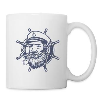 Captain Steering wheel Boatman Seafarer Sailor - Mug - white - Right