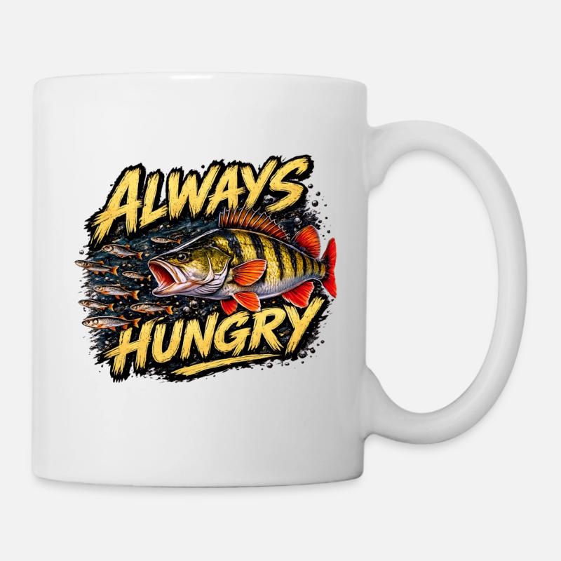 Toujours Affamé – Conception agressive de la pêche à la perche - Mug blanc - blanc