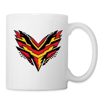V-Pixelsturm Kontrast-Logo - Tasse - Weiß - Rechts