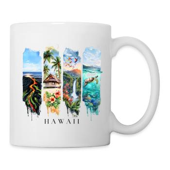 Hawaii Urlaub Travel – Vulkan & Strand Motiv - Tasse - Weiß - Rechts