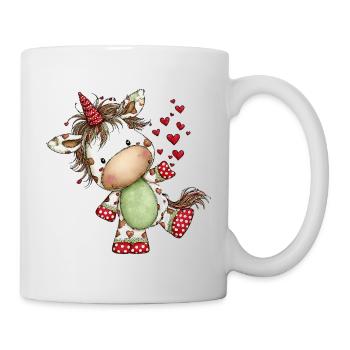 Licorne Cœur Mignon : Design de bande dessinée ludique - Mug blanc - blanc - Droite