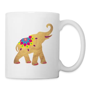 Elephant Gold Yoga India Animal Love Zoo Animal Namasté - Mug blanc - blanc - Droite