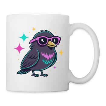 Bird Neon Hipster with Glasses - Mug - white - Right