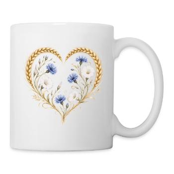 Weizen Herz Kornblume Winde Blumen Natur Motiv   - Tasse - Weiß - Rechts
