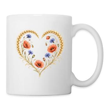 Weizen Herz Mohn Kornblume Blumen Natur Motiv  - Tasse - Weiß - Rechts