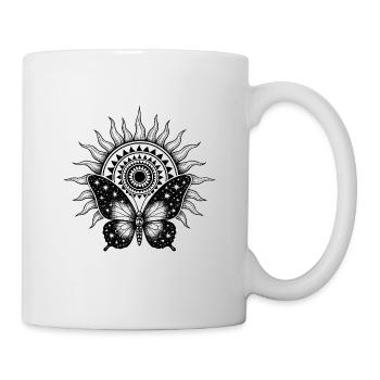 Heilige Sonne – Kosmischer Schmetterling - Tasse - Weiß - Rechts