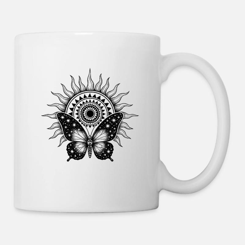 Soleil sacré – Papillon Cosmique - Mug blanc - blanc