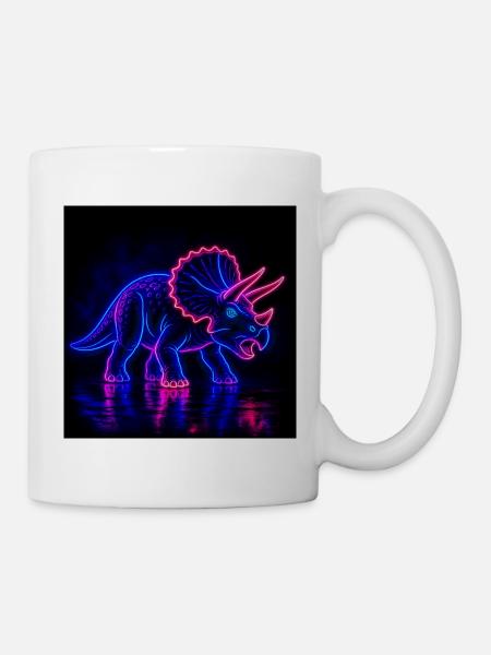 Neon Triceratops Neon Light - Tasse - Weiß