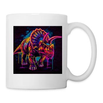 Neon Triceratops Graffiti - Tasse - Weiß - Rechts