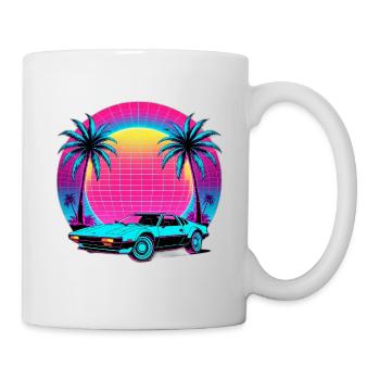 Neon Palm Sunset Car - Mug - white - Right