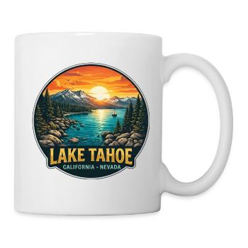 Lake Tahoe Kabine Dekor Sonnenuntergang Bergreise - Tasse - Weiß - Rechts