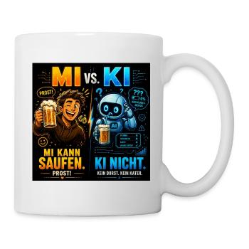 MI vs KI – Prost statt Prompt - Tasse - Weiß - Rechts