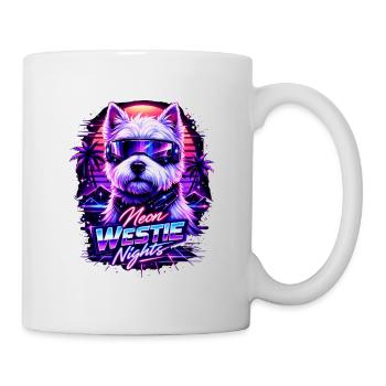 Neon Westie Nights – Cyber Dog with Sunglasses - Mug - white - Right
