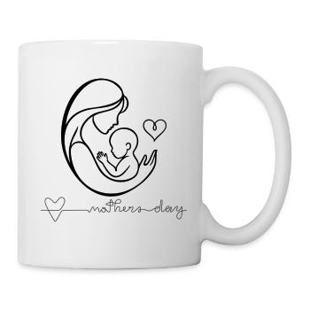 Motherhood Heartbeat Line Art Design - Mug - white - Right
