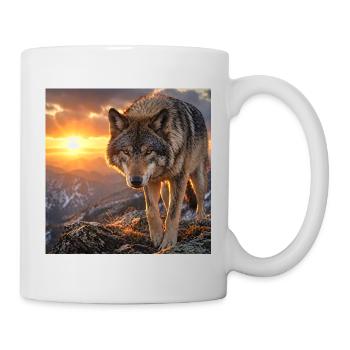 Wolf in sunset mountain - Mug - white - Right