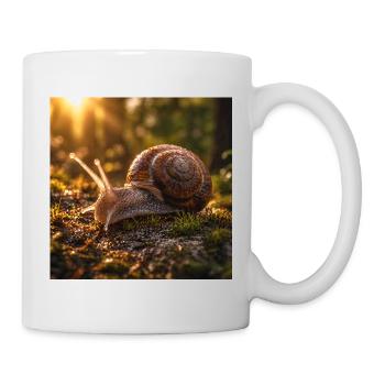 Sonnenuntergangsschnecke im moosbedeckten Wald - Tasse - Weiß - Rechts