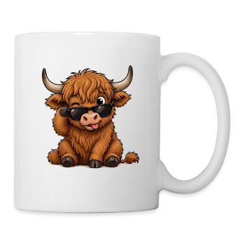 Kuh mit Sonnenbrille - Tasse - Weiß - Rechts