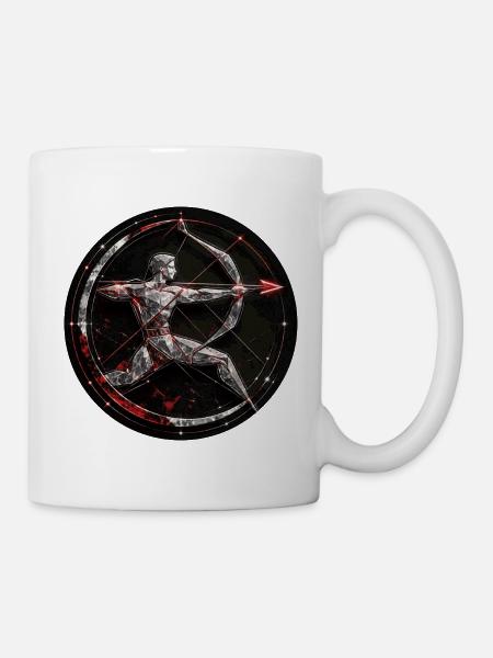 Geometrischer Bogenschütze im Kreis - Tasse - Weiß