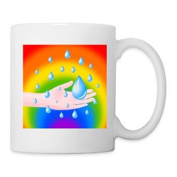 Rainbow Rain Drop and a Hand - Mug - white - Right