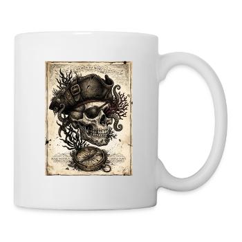 Crâne pirate et compas - Mug blanc - blanc - Droite