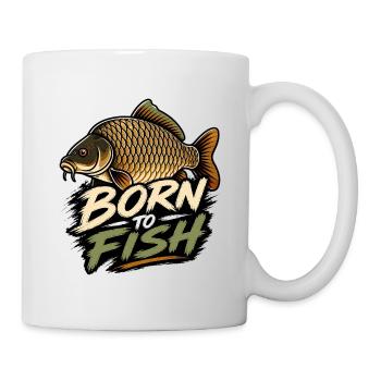 Born To Fish Karpfenangler-Design - Tasse - Weiß - Rechts