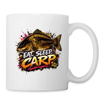 Eat Sleep Karpfen – Karpfenfischer-Design - Tasse - Weiß - Rechts