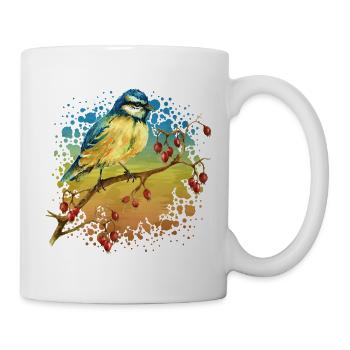 Bunter Vogel - Tasse - Weiß - Rechts