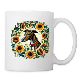 Greyhound in Sunflower Ring - Mug - white - Right
