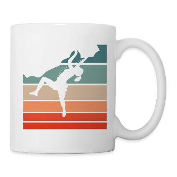 Retro Stripe Climber Bouldering Woman - Mug - white - Right